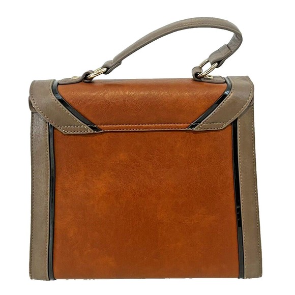 Melie Bianco Brown Satchel Top Handle Shoulder Bag - Picture 2 of 6